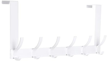 Optish Porte Manteau pour Porte 12 Crochets Sans Perçage, Patère Porte Accrochable pour Salle de Bain et Cuisine (Blanc)