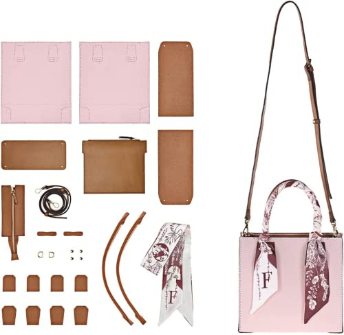 Top Grain Leder Mini Tote Handtasche DIY Kit Tasche Making Kit mit Werkzeug, Rosa