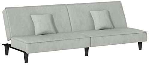 vidaXL Schlafsofa, Sofa mit verstellbaren Rückenlehnen, Couch für Wohnzimmer, Schlafcouch Bettsofa Tagesbett Sofabett Samtsofa, Hellgrau Samt