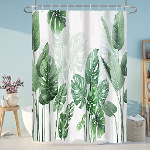KEPPD Plante Tropicale Feuilles Fleur Rideau de Douche Pas Cher Ensemble de Rideaux de Salle de Bain avec 12 Crochets Extra Longs Tissus imperméables écran de Tissu de Bain 175X178cm Rideau de Douche