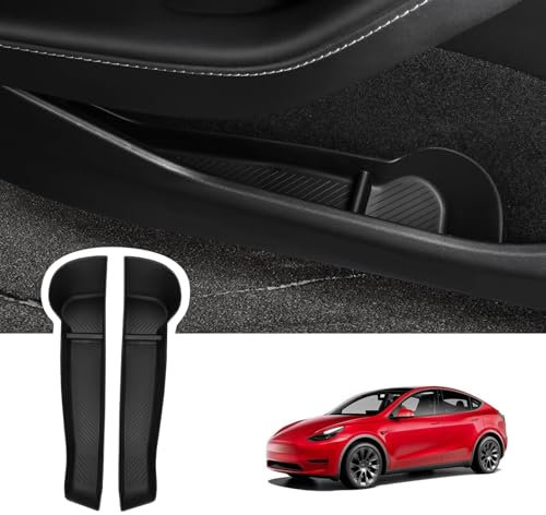 BASENOR Upgrade Door Side Storage Box for Tesla Model Y Door Organizer Tray Front Door Slot Pockets Car Door Protector Liner TPE for 2020-2024 Model Y Accessories 2 PCS, GEN 2
