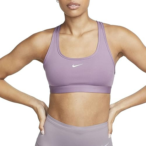 Nike DX6817-536 W NK SWSH LGT SPT Bra Reggiseno Sportivo Donna Violet Dust/White Taglia L