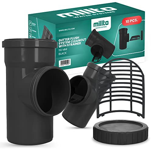 10x Fallrohrfilter DN 100 Ø 110 mm Schwarz Regenrohfilter mit Sieb Regenrohrablauf Regensammler Dachrinnenschutz Dachrinnen Laubschutz Regenwasser Regentonne Regenwasserfilter