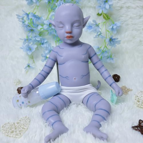COSDOLL Reborn Puppe Lebensechte Babypuppen - 45cm Reborn Puppen Junge Vollsilikon Lebensecht, Geschenke für Mädchen, Nichten, Enkelinnen (Blau)