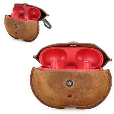 CONTACT'S FAMILY Custodia in pelle per cuffie Beats Studio Buds, custodia protettiva antiurto compatibile con Beats Studio Buds (marrone)