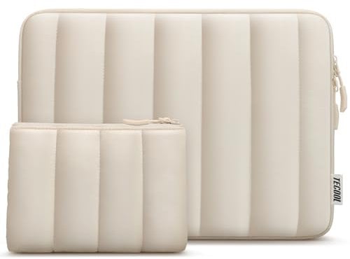 TECOOL Laptoptasche 14 Zoll Laptop Hülle für 14” Lenovo Thinkpad ideapad HP Elitebook Pavilion Acer Dell Chromebook,MacBook Air 15 M4 M3 M2 2025-2023 Schutzhülle Spritzfeste Notebook Tasche,Beige