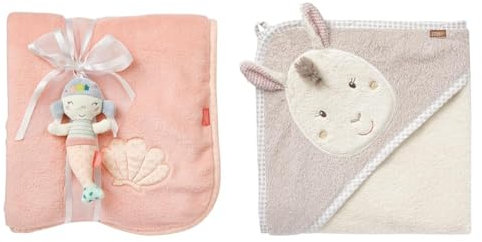 Fehn Kuscheldecke Meerjungfrau - Kuschelige Schmusedecke als Babydecke & Kapuzenhandtuch Baby Lama - Kuscheliges Babyhandtuch mit Kapuze