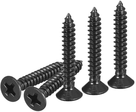 DTGN 100Pcs Vis À Bois À Tête Plate #8x1, Vis Auto-Taraudeuse Phillips En Acier Inoxydable 304 - Idéal Pour Le Travail Du Bois, Meubles - Noir
