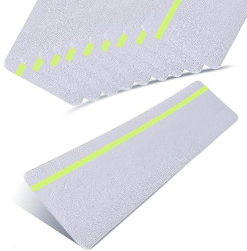 Rutschfeste Treppenstufen mit Im Dunkeln Leuchtendem Grünen Streifen, 15 x 60cm, Sicherheits-Treppenstufen aus Hartholz, Rutschfeste Klebestreifen, Sicherheit für Babys/ältere Menschen/Haustiere