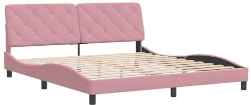 vidaXL Bettgestell, Bett ohne Matratze, Bettrahmen mit Lattenrost für Schlafzimmer, Schlafzimmerbett DoppelBettgestell Rosa 180x200cm Samt