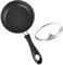 Ruspela Mini poêle antiadhésive avec couvercle pour un œuf, petite poêle à frire de 12 cm de profondeur avec revêtement en pierre Maifan Noir