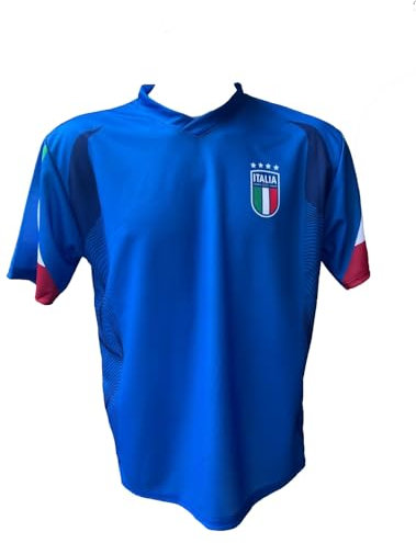 CALCIOGADGETS Maglia Italia Ufficiale F.I.G.C. Europei 2024 Home NEUTRA SENZA NOME NUMERO Replica autorizzata Nazionale Calcio Euro 24 azzurri (S)