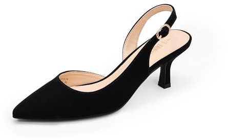 DREAM PAIRS Escarpins Femme à Talon Kitten Bas, Chaussures Slingback à Bout Pointu pour Travail, Fête et Mariage