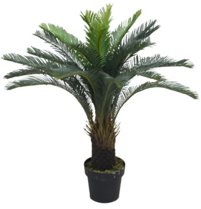 Lacers SMARAGDLINE Kunstpalme Cycas 90cm kunstpflanze Künstliche Pflanzen Groß Kunstbaum wie echt für Wohnzimmer Schlafzimmer Büro Deko Artificial Plants Outdoor Balkon Dekoration kunstblumen