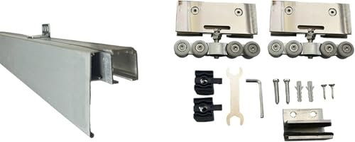 AERREGI KIT SISTEMA SCORREVOLE PER PORTE VETRO CON MANTOVANA PORTATA 80 Kg SPESSORE VETRO 4-12 mm (Kit Lusso, 300 cm)