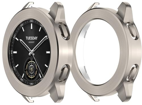 Protective Case for Xiaomi Watch S3 Case, Smartwatch S3 Soft TPU Protective Case with PC Bezel Ring Watch Accessories, Anti Drop Anti Scratch Watch S3 Case (Titanium Colour)