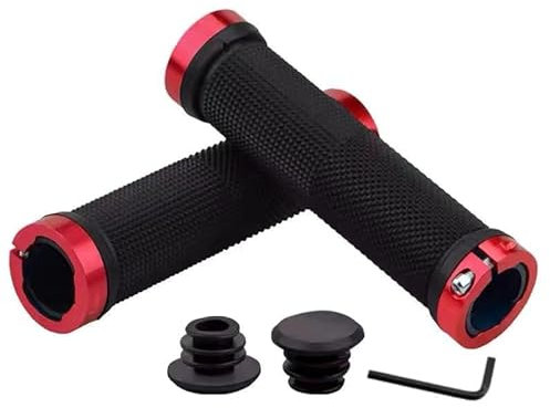 Vonmerie rutschfeste Fahrradlenkergriffe von mit Aluminiumschloss – ideal für Rennräder, MTBs und Citybikes (Rote)