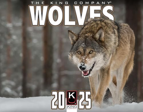 The King Company Wandkalender 2025, 16 Monate, Größe XL, 35,6 x 55,9 cm, Wolfskalender von The King Company, Monsterkalender