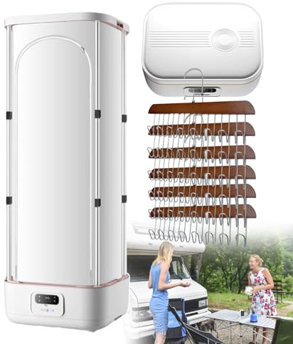 forplubossmmp Automatic Clothes Dryers Electric Vertical Steam Iron with Aromatherapy Box, Steam 900W Clothing Care Machine Foldable Clothes Heat Dryers for Indoor Outdoor w/6 Clothes Racks