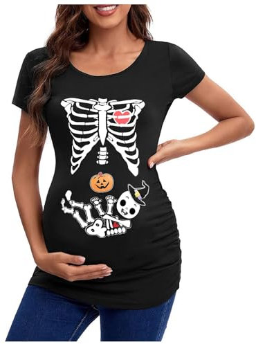 T-shirt tête squelette Halloween pour femmes enceintes, vêtements pour femmes enceintes, t-shirt taquin européen et frontalier, haut pour femmes enceintes Papy Cadeau Original Cadeau Humour Ado