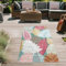 Teppich-Traum In-und Outdoor Teppich Küche Balkon Terrasse wetterbeständig pflegeleicht Hoch Tief Effekt florales Design modern türkis bunt 80 x 150 cm