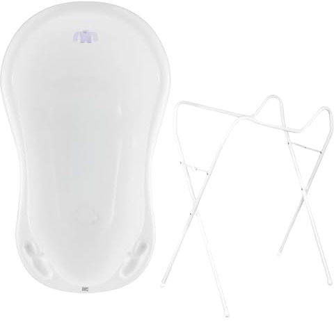 Hylat Baby Bañera Bebe con Soporte y Tapón Yeti Blanco – Certificada TÜV Rheinland - para Recién Nacidos y Bebés de Hasta 12 Meses, de Plástico Sin BPA – Colección Lite Bañera para Bebe con Patas