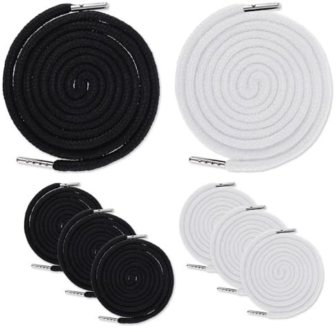 cobee 8 Stück Kordel für Jogginghose, Hosenbänder Kordelzug für Hoodie 130 cm Kordelband für Hosen, Universal Baumwollseil Ersatz für Sporthosen Hosen Sweatshirts Jacken Hoodies(Schwarz + Weiß)