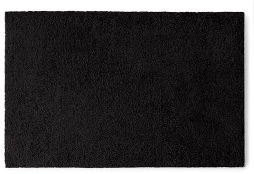 Floordirekt Schmutzfangmatte, 50 x 80 cm, Türmatte, Fußmatte, Fußabtreter, Eingangsbereich, Türvorleger, Sauberlaufmatte, washbar, Meterware, Domenico (Schwarz)