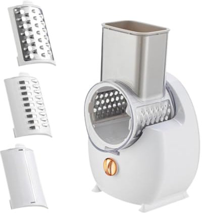 YWJLQH Grattugie elettriche per Formaggio, taglierina per Verdure, grattugia per Insalata, 3 in 1, Bianco