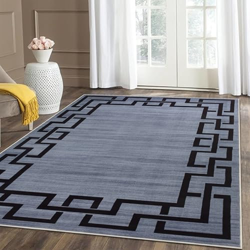 MOONLIGHT20015 Rugs Living Room Large 160x230 cm – Greek Key Style Grey Area Rugs for Bedroom – Non Slip Modern Printed Carpet For Lounge Dining Room, Nico
