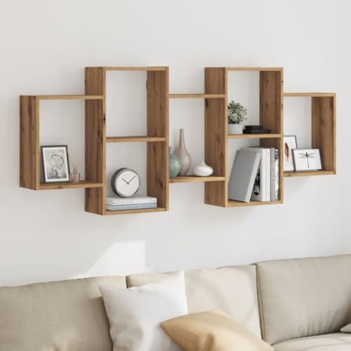 homiuse Schweberegal für Wohnzimmer Artisan-Eiche 159x18x65 cm Holzwerkstoff Wandregale Stilvolles Hängeregal Reichlich Stauraum Schlafzimmer Regal zur Präsentation Regalwürfel Platzsparend