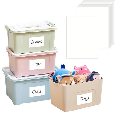 80 Pcs Large Sticky Labels for Storage Boxes Packing Labels for Moving House Removable White Sticky Labels No Residue Blank Labels Water/Oil/Tear Resistant Easy Peel Off Storage Box Stickers (6x 4in)