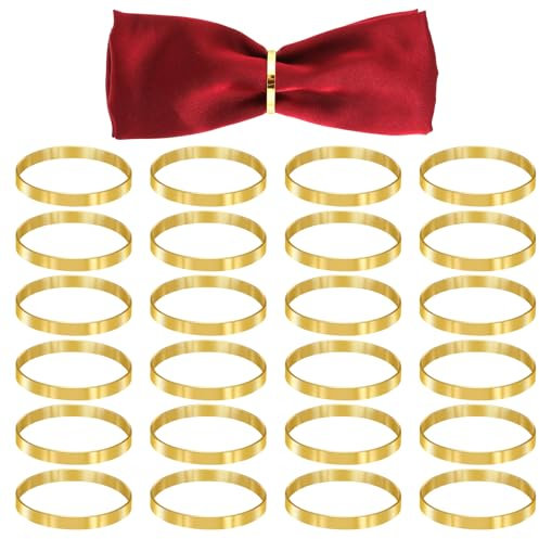 Nogeqi 24 Stück Metall Servietten Ringe Gold Rotundity, Gold Napkin Rings Für Serviette, Elegante Serviettenschnallen Set Weihnachten, Ring Für Servietten Boho Für Hochzeitsfeier Abendessen Jubiläum