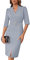 GRACE KARIN Damen 3/4 Ärmel Slim Fit Bodycon Kleid mit Gürtel Sexy V-Ausschnitt Hüftiges Wickelkleid Midi Cocktailkleid Hellgrau L