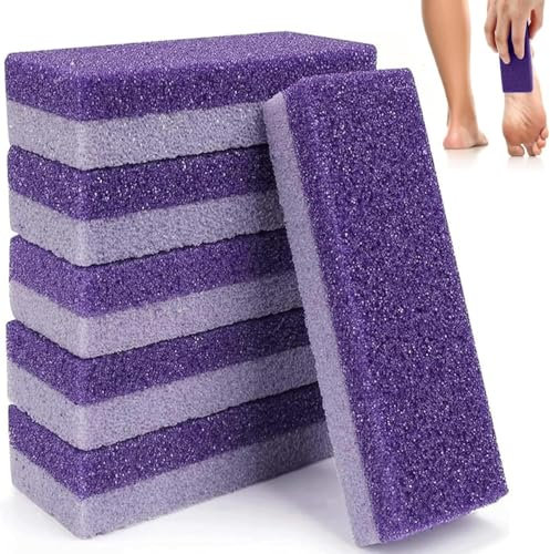 6 Stück Bimsstein für Füße, Hornhautentferner, Peeling & Glättung der Haut, Fußabdruckentferner|Hautschwielenbimsstein|Fußbimsstein (lila)