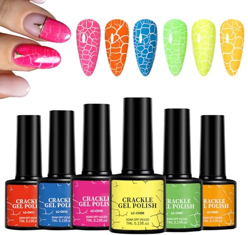 Crackle Nagellack Gel Nagellack Set 6er Set | Beauty-Produkte und Pflegeartikel für Mädchen Frauen zu Hause Reise Haushalt Hochzeit Alltag