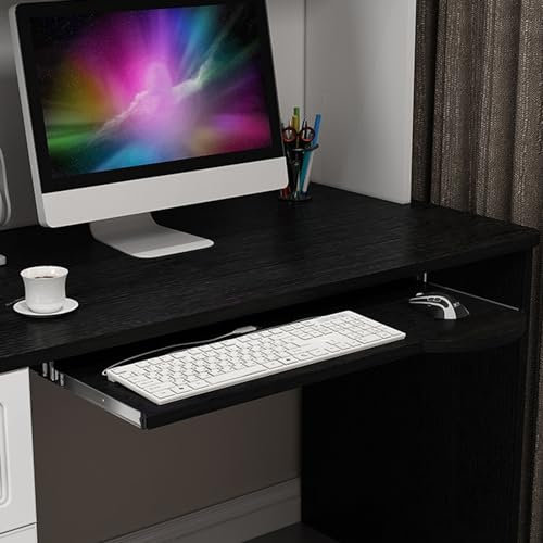 Genérico Bandeja Deslizante para Teclado bajo Escritorio, ergonómica, para Ordenador, con Soporte para ratón (Blanco, 60 cm)