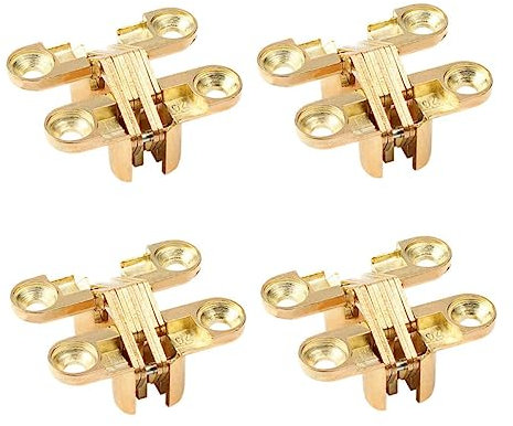 Veemoon 4 Stück Goldene Zinklegierung Scharniere Verdeckt Geräuschlos und Verschleißfest Elegante Klapptürscharniere für Möbel und Klapptische