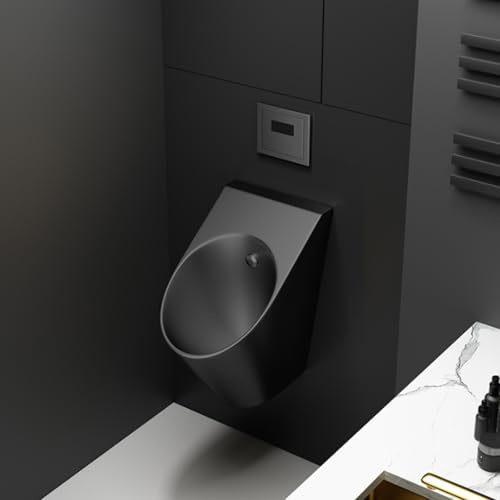 Urinario de descarga comercial para hombre Urinario de acero inoxidable 304 Urinario de pared Urinario para baño público Apto para uso doméstico/comercial, fácil de instalar, con desagüe oculto(C)