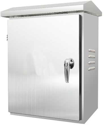 Verteilerkasten Außen Wasserdicht, Edelstahl Schaltschrank, 30x25x16 cm Stromverteilerkasten Outdoor, Wandmontiert Elektroverteiler Zählerkasten Aufputz für Outdoor Verdrahtung