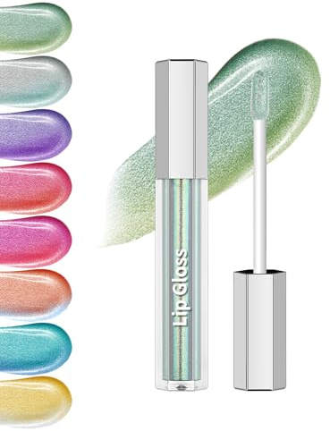 Glitzer Lippenstift Liquid, Grün Chamäleon Shimmer Lipgloss für Frauen | Multichrome Metallic Glossy Volume Lipgloss, Langlebig Wasserfest Holographic Not-Sticky Lipstick Iridescent Christmas Makeup