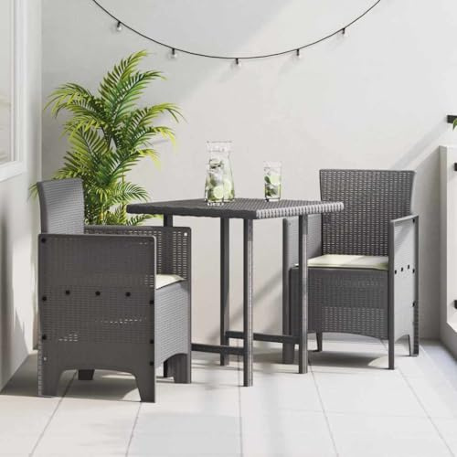 Owoxanthellate 2er Set Gartenstuhl Hellgrau 53x49x85 cm aus UV-beständigem Polypropylen Modernes Design Robust und Stapelbar für Balkon Terrasse und Garten