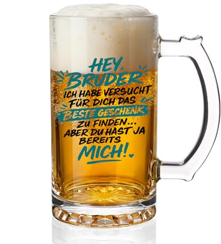 Diztoud Bruder Geschenk Bierkrug, lustiges Geburtstagsgeschenk für Bruder, Männer Geschenk zu Geburtstag, Weihnachten, Geschenkidee für Brüder, Geschwister, Brothers, 0,5 L Bierkrug mit Spruch