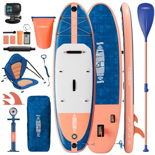 JUMMICO Tavola gonfiabile Stand Up Paddling Board SUP Board Design unico stabile e rapido gonfiaggio completo con zaino