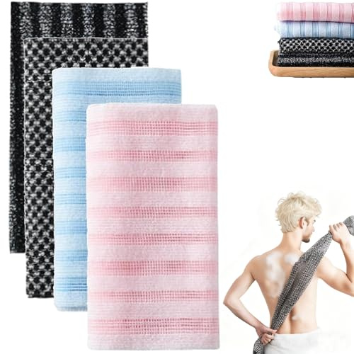 Serviette De Douche Exfoliante, Gant De Toilette Exfoliant Doux Pour Le Dos, IdéAl Pour Les Voyages, SéChage Rapide Et RéSistant, Pour Hommes Et Femmes (4 pièces-Mix)
