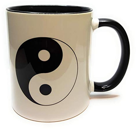 Dreamlife Yin Yang Kaffee-/Teetasse aus Keramik, 330ml, in Schwarz mit Geschenkskarte