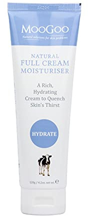 MooGoo Full Cream Moisturiser - Rich Hydrating Cream for Dry, Sensitive Skin – Paraben-Free, Phenoxyethanol-Free - Face & Body, All Ages - 120 g