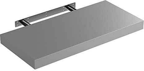 Casaria® Wandregal Holz Grau Hängeregal mit Halterung 15kg Tragkraft Küche Wohnzimmer Flur Schweberegal Bücherregal Regalbrett Schwebend Matt 50cm