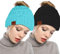 O³ Strickmütze mit Zopfloch, Mütze Damen 2 Stück, Wintermütze für Pferdeschwanz, Ponytail Beanie (Hellblau und Schwarz)