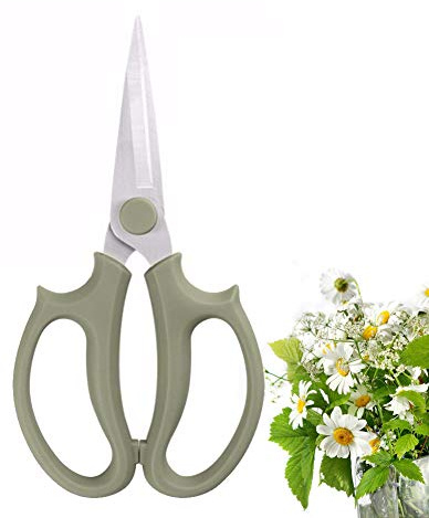 Leize Flower Scissors, Premium Thickened Stainless Steel Floral Shears, Strong Pruner for Flowers, Branches and Leaves (Grey Green Slender)